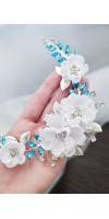 LEXIS Turquoise Bride Comb – Mint Vine Hairpiece for Turquoise Wedding LEXIS Turquoise Bride Comb – Mint Vine Hairpiece for Turquoise Wedding