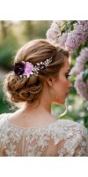 LEXIS Purple and Lilac Floral Wedding Hairpiece with Crystals