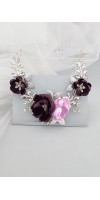 LEXIS Purple and Lilac Floral Wedding Hairpiece with Crystals