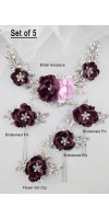 LEXIS Purple and Lilac Floral Wedding Hairpiece with Crystals