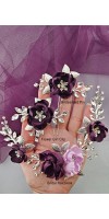 LEXIS Purple and Lilac Floral Wedding Hairpiece with Crystals