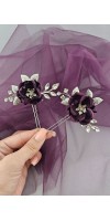 LEXIS Purple and Lilac Floral Wedding Hairpiece with Crystals