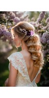 LEXIS Purple and Lilac Floral Wedding Hairpiece with Crystals