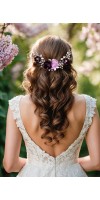 LEXIS Purple and Lilac Floral Wedding Hairpiece with Crystals