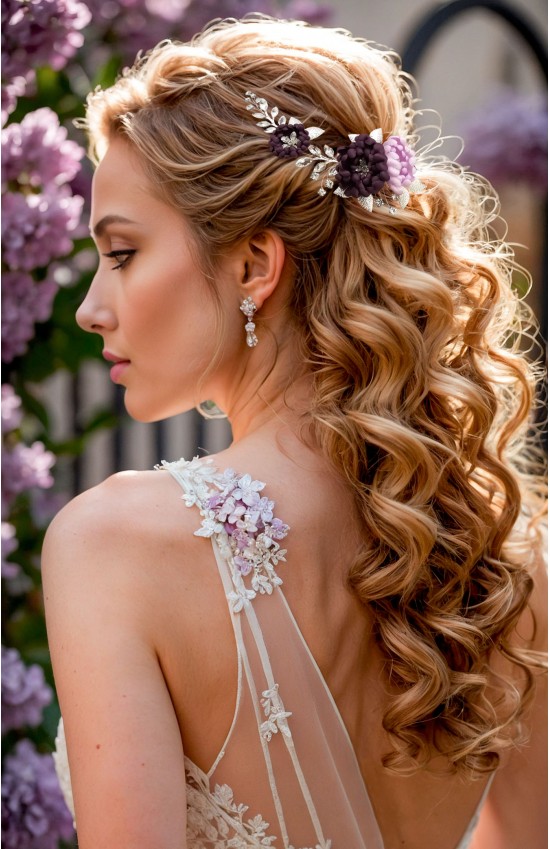Artemis  Elegance in Lilac: Handmade Bridal Hair Comb for Your Purple Wedding Theme