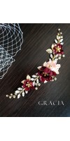 LEXIS Burgundy Wedding Hair Piece with maroon hair flowers to Your Bridal Appearance