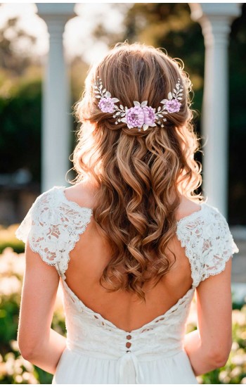 LILY Violet Bridal Hair Piece
