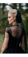 LYRA Black Wedding Pearl Veil – Gothic Ombre Tulle Veil with Pearls LYRA Black Wedding Pearl Veil – Gothic Ombre Tulle Veil with Pearls