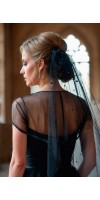 LYRA Black Wedding Pearl Veil – Gothic Ombre Tulle Veil with Pearls LYRA Black Wedding Pearl Veil – Gothic Ombre Tulle Veil with Pearls