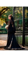 LYRA  Gothic Black Wedding Veil - Elegant Gothic Bridal Accessory | Simple Black Veil Comb for Dramatic Brides & Halloween Weddings