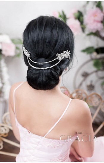 NEPHTHYS Rhinestone Hair Chain Wedding Headpiece Two Bridal Crystal Hair Combs