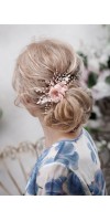 OLIA Rose Peach Blush Bridal Silk Hair Flower Comb