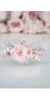 OLIA Rose Peach Blush Bridal Silk Hair Flower Comb