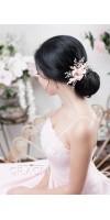 OLIA Rose Peach Blush Bridal Silk Hair Flower Comb