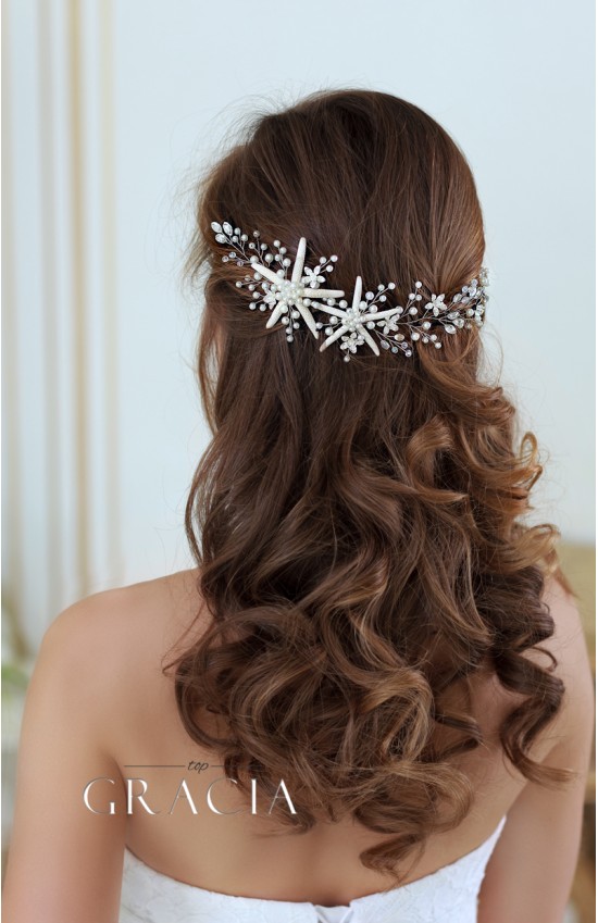 OURANIA Starfish Jewelry Beach Bridal Headband Destination Wedding Mermaid Hair Piece