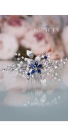 PANAGIOTA Navy Royal Blue Crystal Flower Bridal Hair Comb PANAGIOTA Navy Royal Blue Crystal Flower Bridal Hair Comb