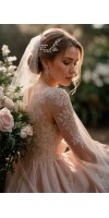 Blush Pink & Clear Crystal Hair Vine – Elegant Bridal Headpiece Blush Pink & Clear Crystal Hair Vine – Elegant Bridal Headpiece