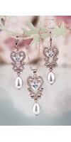 PARASKEVE Rose Gold Wedding Pearl Jewelry Teardrop Earrings Necklace