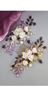 PERSEPHONE Ethereal Elegance: Purple Wedding Hair Comb for a Dreamy Bridal Look PERSEPHONE Ethereal Elegance: Purple Wedding Hair Comb for a Dreamy Bridal Look