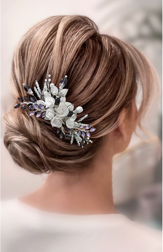 PERSEPHONE Ethereal Elegance: Purple Wedding Hair Comb for a Dreamy Bridal Look