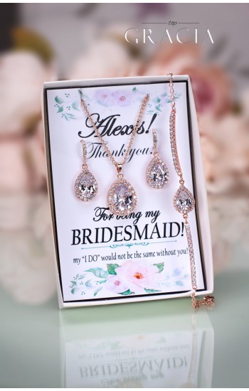 PHAIDRA Crystal Rose Gold Bridal Jewelry Set Wedding Bridesmaid Gift
