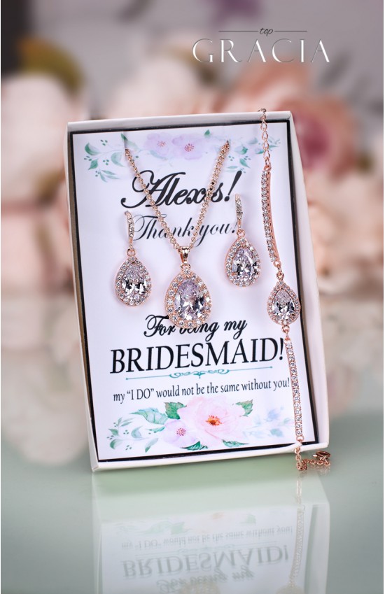 PHAIDRA Crystal Rose Gold Bridal Jewelry Set Wedding Bridesmaid Gift