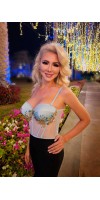 SONYA Blue Womens Vintage Corset Top