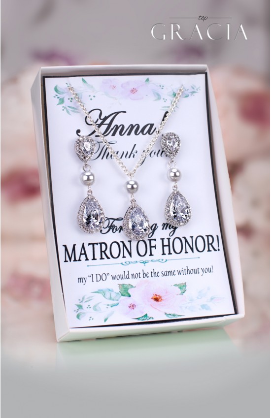 THAIS Matron of Honor Maid of Honor Crystal Jewelry Set Gift