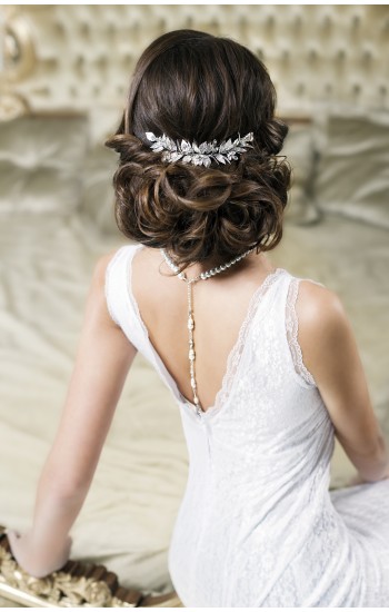 VERA Grecian Silver Leaf Bridal Hair Comb - Laurel Goddess headpiece