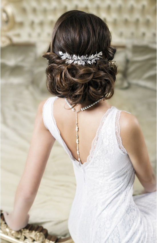 VERA Grecian Silver Leaf Bridal Hair Comb - Laurel Goddess headpiece