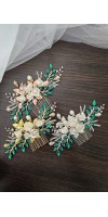 XANTHE Emerald Green Bridal Hair Comb – Handmade Wedding Hairpiece with Crystals & Pearls XANTHE Emerald Green Bridal Hair Comb – Handmade Wedding Hairpiece with Crystals & Pearls