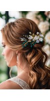 XANTHE Emerald Green Bridal Hair Comb – Handmade Wedding Hairpiece with Crystals & Pearls XANTHE Emerald Green Bridal Hair Comb – Handmade Wedding Hairpiece with Crystals & Pearls