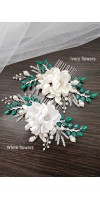 Xanthe Silk Emerald Green Wedding Hair Comb – Silk Flower & Crystal Bridal Accessory Xanthe Silk Emerald Green Wedding Hair Comb – Silk Flower & Crystal Bridal Accessory