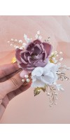 XENIA Dusty Rose Wedding Hair Comb – Silk Flowers, Crystals & Pearls Bridal Accessory