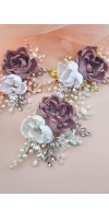XENIA Dusty Rose Wedding Hair Comb – Silk Flowers, Crystals & Pearls Bridal Accessory