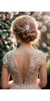 XENIA Dusty Rose Wedding Hair Comb – Silk Flowers, Crystals & Pearls Bridal Accessory