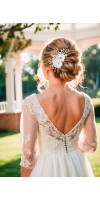 XENIA Ivory Silk Flower Bridal Hair Comb – A Timeless Touch of Elegance by TopGracia