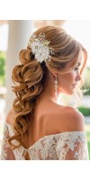 XENIA Ivory Silk Flower Bridal Hair Comb – A Timeless Touch of Elegance by TopGracia