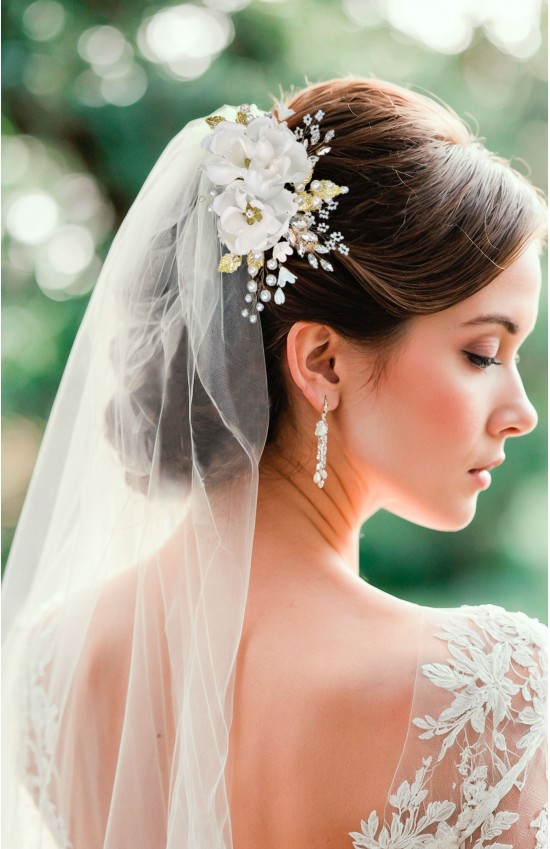 XENIA Ivory Silk Flower Bridal Hair Comb – A Timeless Touch of Elegance by TopGracia