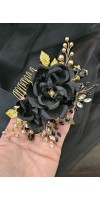 XENIA Black Flower Bridal Comb – Gothic Elegance for Your Wedding Day XENIA Black Flower Bridal Comb – Gothic Elegance for Your Wedding Day