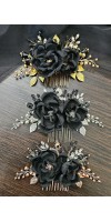 XENIA Black Flower Bridal Comb – Gothic Elegance for Your Wedding Day XENIA Black Flower Bridal Comb – Gothic Elegance for Your Wedding Day