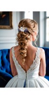 Xanthe Silver Sapphire Blue Wedding Hair Comb with Silk Flowers and Sapphire Crystals – Bridal Hair Accessory for Wedding Updos