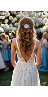 Xanthe Silver Sapphire Blue Wedding Hair Comb with Silk Flowers and Sapphire Crystals – Bridal Hair Accessory for Wedding Updos
