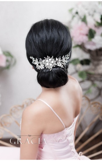 ZENAIS silver flower wedding hair piece in vintage look 