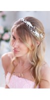 AGLAIA White or Ivory Bridal Headpiece With gentle handmade Flowers AGLAIA White or Ivory Bridal Headpiece With gentle handmade Flowers