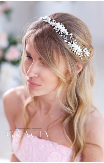 AGLAIA White or Ivory Bridal Headpiece With gentle handmade Flowers 