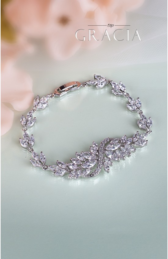 BARBARA Silver Wedding Braсelet with cubic zirconium