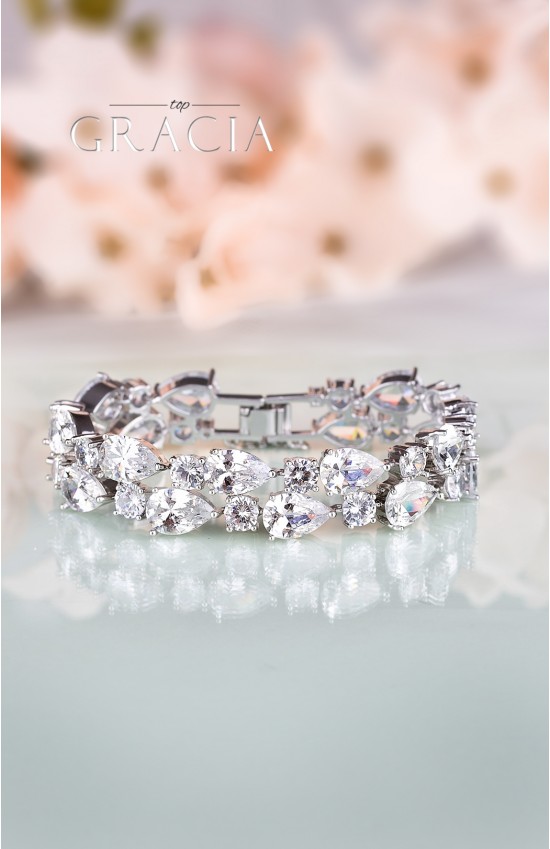 CHLORIS Silver Crystal Bridal Wedding Bracelet