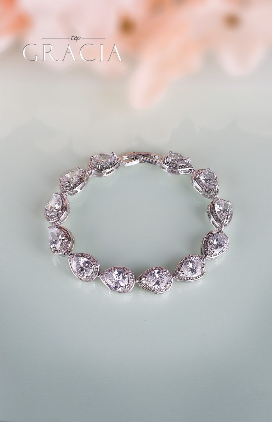 ELEKTRA Drop Cubic Zirconium Silver Bridal Bracelet