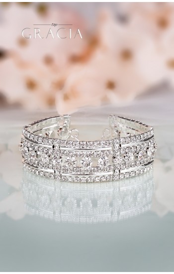 EUGENEIA Silver Crystal Wedding Bridal Bracelet